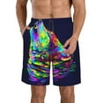 thumbnail image 1 of Disketp Men'S Swim Trunks Hawaiian Breathable Surf Beach Swimsuits Mesh Lining Beach Shorts With Pockets-Howling Wolf, 1 of 9