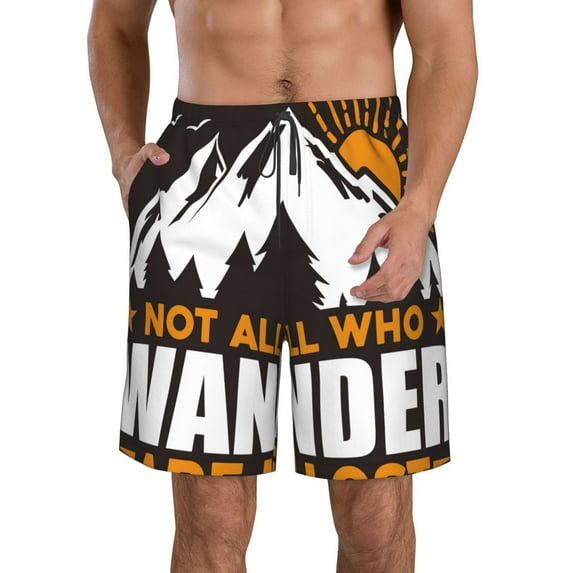 Disketp Men'S Swim Trunks Hawaiian Breathable Surf Beach Swimsuits Mesh Lining Beach Shorts With Pockets-Not All Who Wander Are Lost4