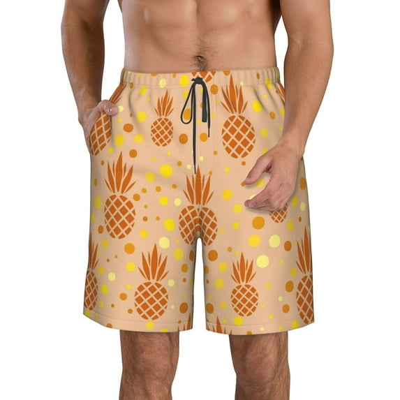 Disketp Men'S Swim Trunks Hawaiian Breathable Surf Beach Swimsuits Mesh Lining Beach Shorts With Pockets-Pineapples