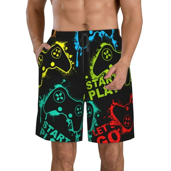 Disketp Men'S Swim Trunks Hawaiian Breathable Surf Beach Swimsuits Mesh Lining Beach Shorts With Pockets-Play Game Start