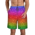thumbnail image 1 of Disketp Men'S Swim Trunks Hawaiian Breathable Surf Beach Swimsuits Mesh Lining Beach Shorts With Pockets-Rainbow Glitter, 1 of 9