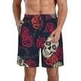 thumbnail image 1 of Disketp Men'S Swim Trunks Hawaiian Breathable Surf Beach Swimsuits Mesh Lining Beach Shorts With Pockets-Roses Skulls, 1 of 9