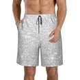 thumbnail image 1 of Disketp Men'S Swim Trunks Hawaiian Breathable Surf Beach Swimsuits Mesh Lining Beach Shorts With Pockets-Silver Glitter, 1 of 9