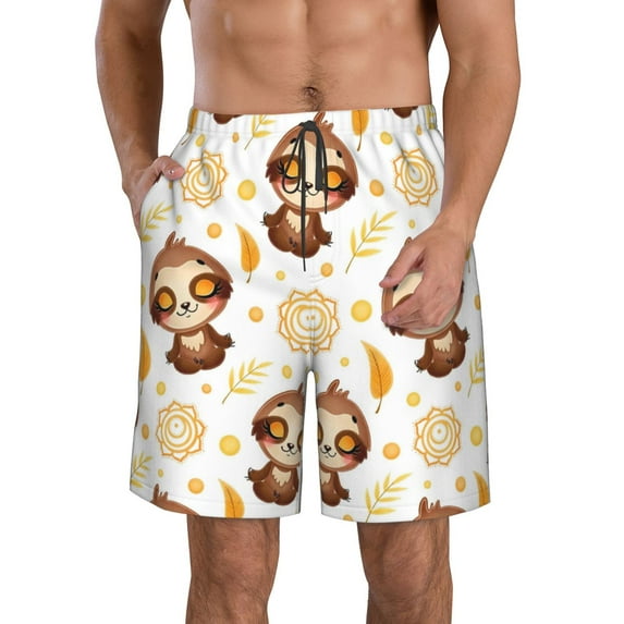 Disketp Men'S Swim Trunks Hawaiian Breathable Surf Beach Swimsuits Mesh Lining Beach Shorts With Pockets-Sloth Yoga