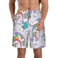 thumbnail image 1 of Disketp Men'S Swim Trunks Hawaiian Breathable Surf Beach Swimsuits Mesh Lining Beach Shorts With Pockets-Unicorn Doingyoga, 1 of 9