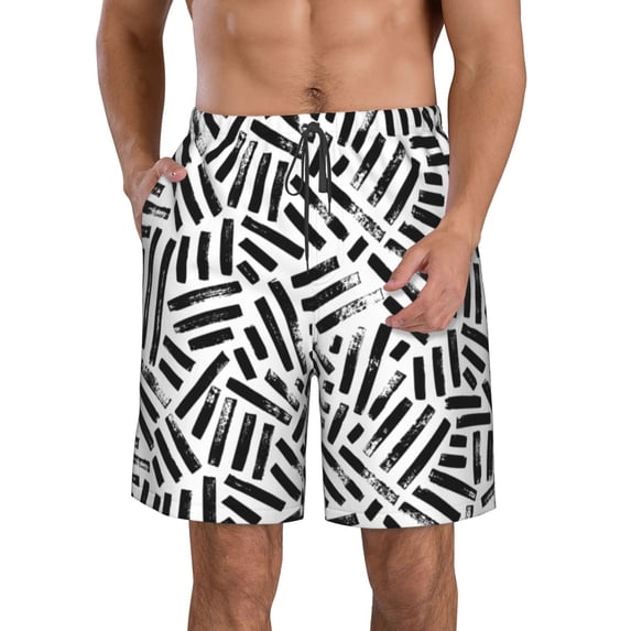 Disketp Men'S Swim Trunks Hawaiian Breathable Surf Beach Swimsuits Mesh Lining Beach Shorts With Pockets-Weave Geometric