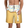 thumbnail image 1 of Disketp Men'S Swim Trunks Hawaiian Breathable Surf Beach Swimsuits Mesh Lining Beach Shorts With Pockets-White Ice Cream, 1 of 9