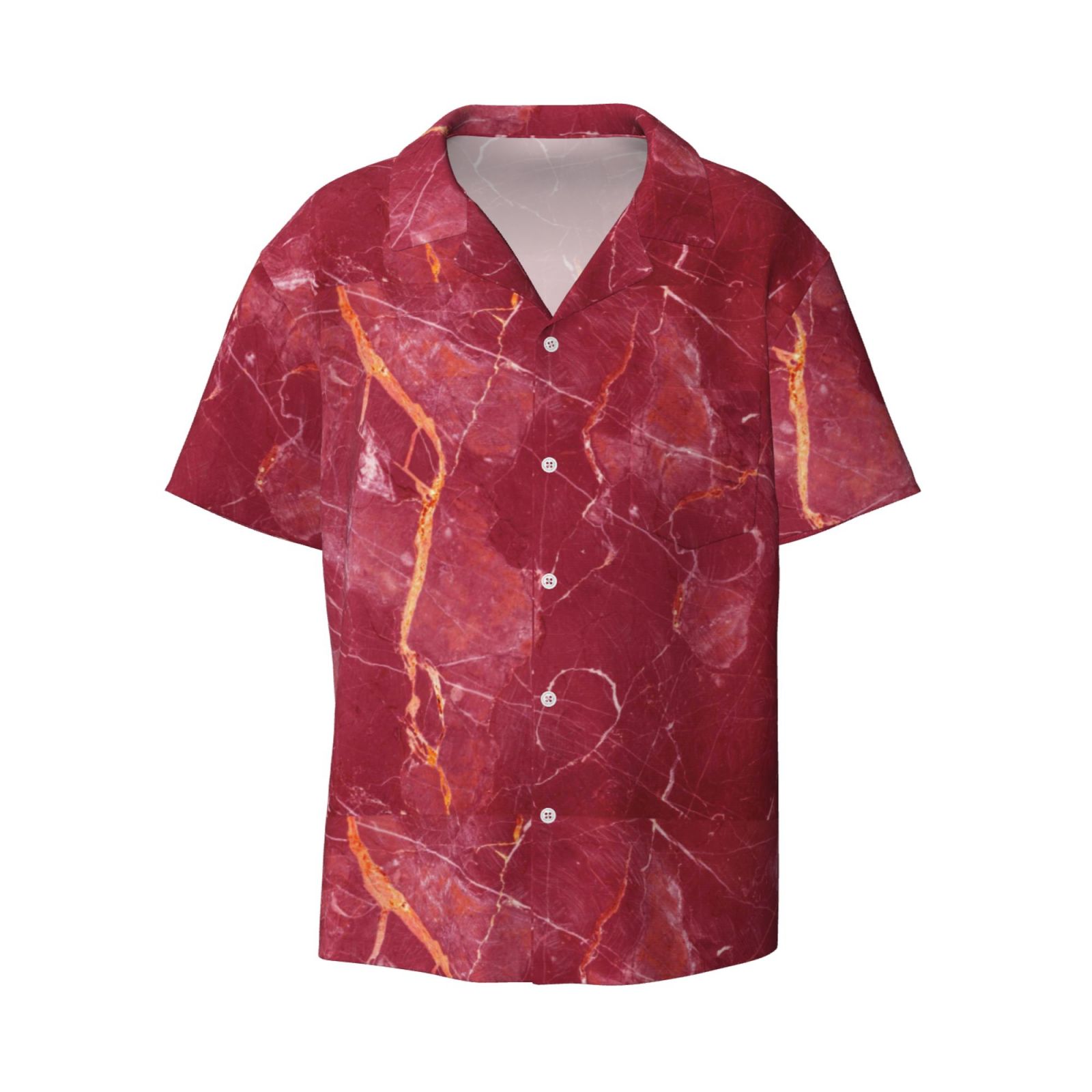 Disketp Men's Hawaiian Abstract Red Marble Print Shirts Button Down ...