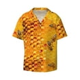 thumbnail image 1 of Disketp Men's Hawaiian Bees on Hive Honeycomb Print Shirts Button Down Holiday Beach Shirts-Small, 1 of 7
