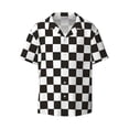 thumbnail image 1 of Disketp Men's Hawaiian Black and White Checkerboard Print Shirts Button Down Holiday Beach Shirts-4X-Large, 1 of 5