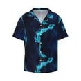 thumbnail image 1 of Disketp Men's Hawaiian Blue Marble And Gold Print Shirts Button Down Holiday Beach Shirts-3X-Large, 1 of 7