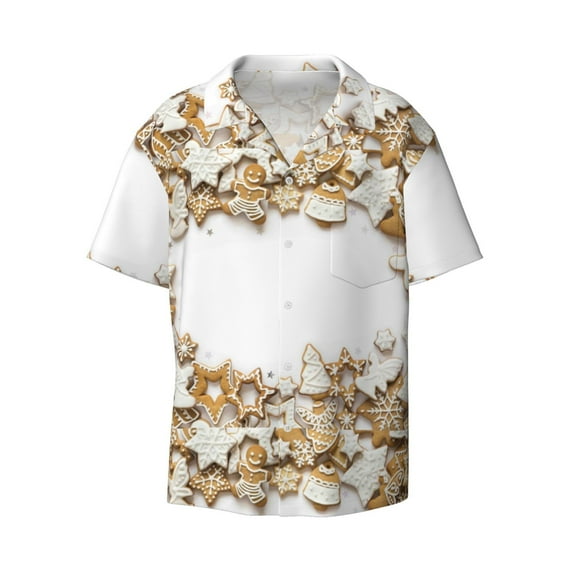 Disketp Men's Hawaiian Christmas Print Shirts Button Down Holiday Beach Shirts-3X-Large