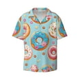 thumbnail image 1 of Disketp Men's Hawaiian Colorful Donut Print Shirts Button Down Holiday Beach Shirts-Small, 1 of 7