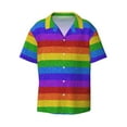 thumbnail image 1 of Disketp Men's Hawaiian Colorful Glitter Rainbow Print Shirts Button Down Holiday Beach Shirts-3X-Large, 1 of 7