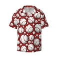 Disketp Men's Hawaiian Cute Baseball Print Shirts Button Down Holiday