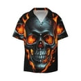 thumbnail image 1 of Disketp Men's Hawaiian Flame Metal Skull Print Shirts Button Down Holiday Beach Shirts-Large, 1 of 1