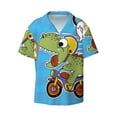 thumbnail image 1 of Disketp Men's Hawaiian Funny Dinosaurs Pursue a Meat Print Shirts Button Down Holiday Beach Shirts-4X-Large, 1 of 7