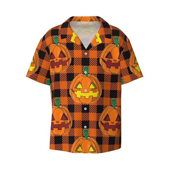 Disketp Men's Hawaiian Halloween Print Shirts Button Down Holiday Beach Shirts-XX-Large