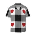 thumbnail image 1 of Disketp Men's Hawaiian Heart Black Buffalo Plaid Gingham Print Shirts Button Down Holiday Beach Shirts-XX-Large, 1 of 7