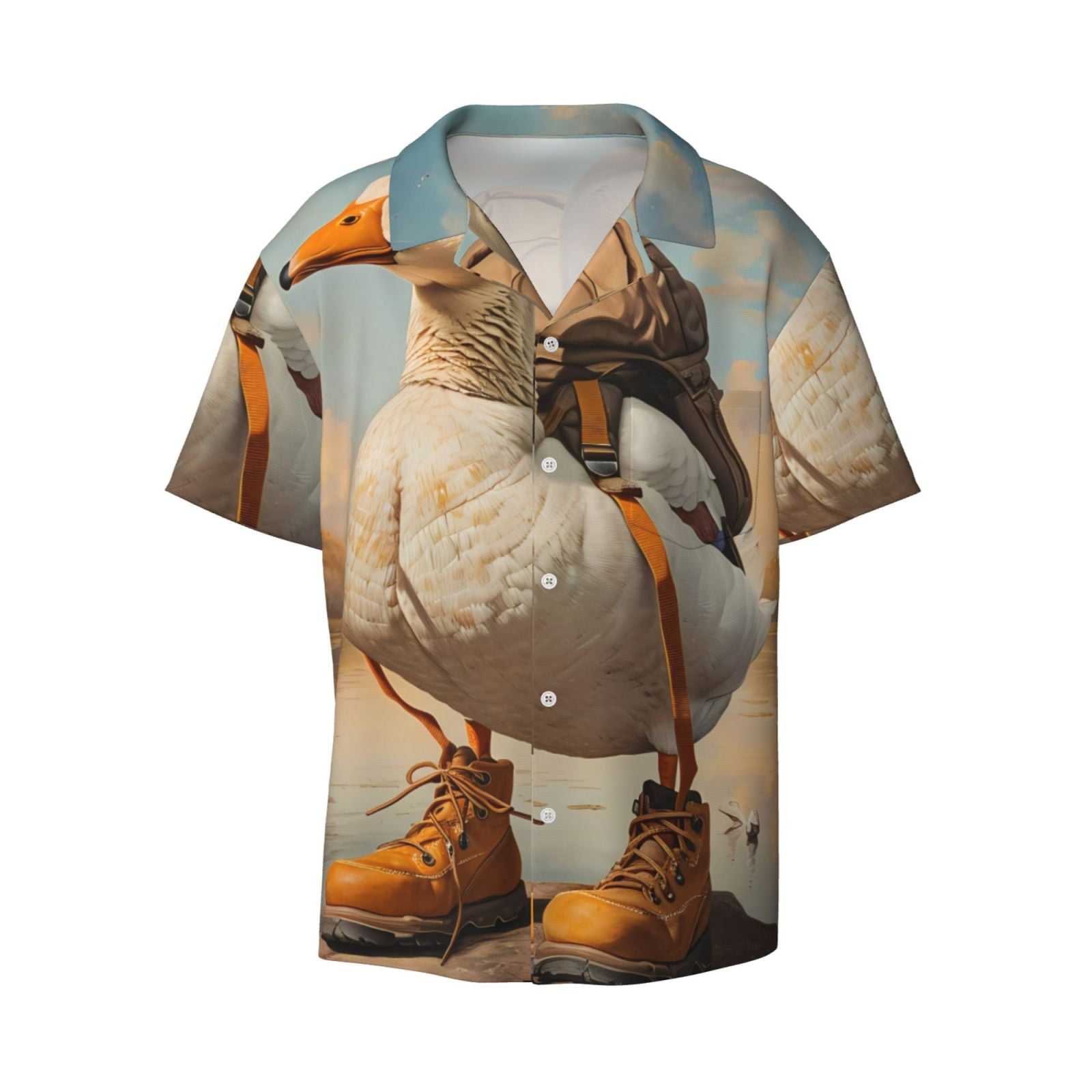 Disketp Men's Hawaiian Hiking Duck Print Shirts Button Down Holiday