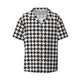 thumbnail image 1 of Disketp Men's Hawaiian Houndstooth Black And White Print Shirts Button Down Holiday Beach Shirts-Medium, 1 of 7