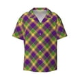 thumbnail image 1 of Disketp Men's Hawaiian Mardi Gras Plaid Print Shirts Button Down Holiday Beach Shirts-XX-Large, 1 of 7