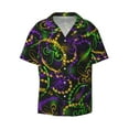 thumbnail image 1 of Disketp Men's Hawaiian Neon Mardi Gras Print Shirts Button Down Holiday Beach Shirts-X-Large, 1 of 7