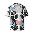 thumbnail image 1 of Disketp Men's Hawaiian Panda Cute Pink Hearts Print Shirts Button Down Holiday Beach Shirts-Small, 1 of 7