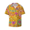 thumbnail image 1 of Disketp Men's Hawaiian Peace Love and Dove Flower Power Print Shirts Button Down Holiday Beach Shirts-X-Large, 1 of 7