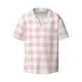 thumbnail image 1 of Disketp Men's Hawaiian Pink Checkboard Print Shirts Button Down Holiday Beach Shirts-Large, 1 of 7