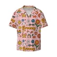 thumbnail image 1 of Disketp Men's Hawaiian Retro 70s Hippie Print Shirts Button Down Holiday Beach Shirts-Small, 1 of 7