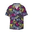 thumbnail image 1 of Disketp Men's Hawaiian Retro Cassette Music Print Shirts Button Down Holiday Beach Shirts-Small, 1 of 1