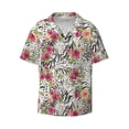 thumbnail image 1 of Disketp Men's Hawaiian Roses Mixed Zebra Print Shirts Button Down Holiday Beach Shirts-Small, 1 of 5