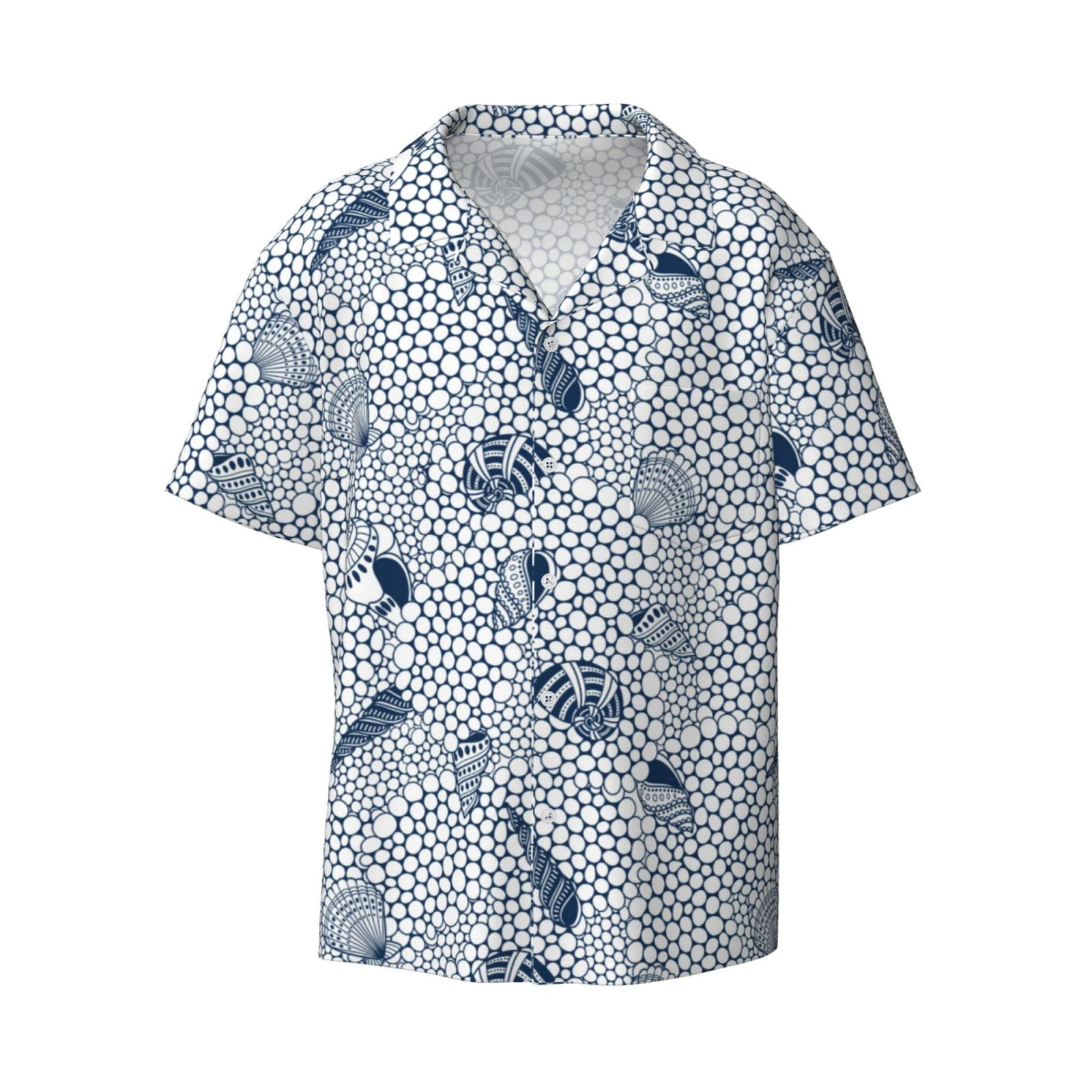 Shell Tops Men's Disketp Men's Hawaiian Shells And Sand Print Shirts Button Down Holiday ...
