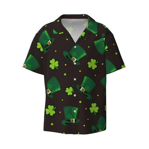 Disketp Men's Hawaiian St. Patrick's Day8 Print Shirts Button Down Holiday Beach Shirts-X-Large