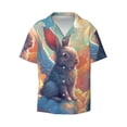 thumbnail image 1 of Disketp Men's Hawaiian Sunshine Winged Rabbit Print Shirts Button Down Holiday Beach Shirts-4X-Large, 1 of 5