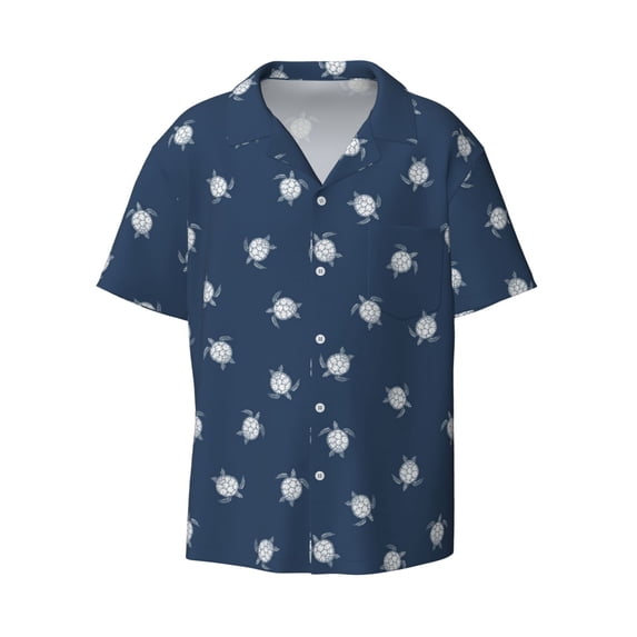 Disketp Men's Hawaiian Turtle Print Shirts Button Down Holiday Beach Shirts-4X-Large