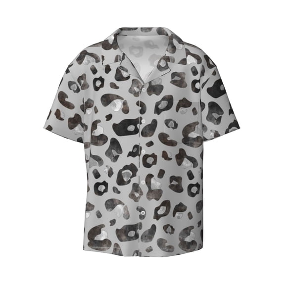 Disketp Men's Hawaiian Wild Animal Leopard Print Shirts Button Down Holiday Beach Shirts-Large