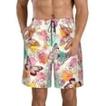 thumbnail image 1 of Disketp Men's Swim Trunks Hawaiian Breathable Surf Beach Swimsuits Mesh Lining Beach Shorts with Pockets-Butterflies and Roses, 1 of 7