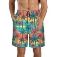 thumbnail image 1 of Disketp Men's Swim Trunks Hawaiian Breathable Surf Beach Swimsuits Mesh Lining Beach Shorts with Pockets-Hawaii Palms, 1 of 7