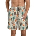 thumbnail image 1 of Disketp Men's Swim Trunks Hawaiian Breathable Surf Beach Swimsuits Mesh Lining Beach Shorts with Pockets-Squirrels and Trees, 1 of 7