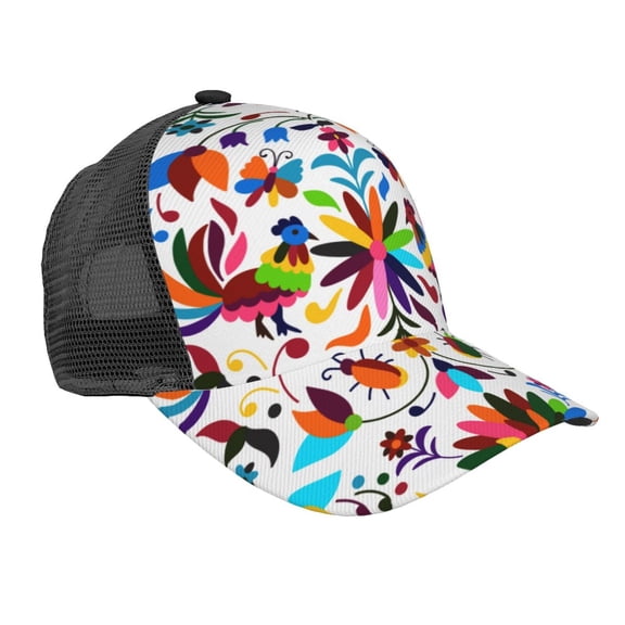 Disketp Mexican Bright Style Print Trucker Hat Men Women - Mesh Baseball SnapBack Cap
