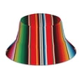 thumbnail image 1 of Disketp Mexican Serape Blanket Stripes Print Reflective Bucket Hat Beach Hat Summer Travel Sun Hats Fisherman Cap, 1 of 8