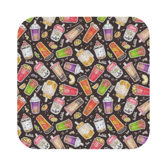Disketp Milk Tea Funny Coasters,6 Pcs Leather Coasters with Holder, Perfect Housewarming Hostess Gifts,Protect Furniture from Water Marks Scratch and Damage