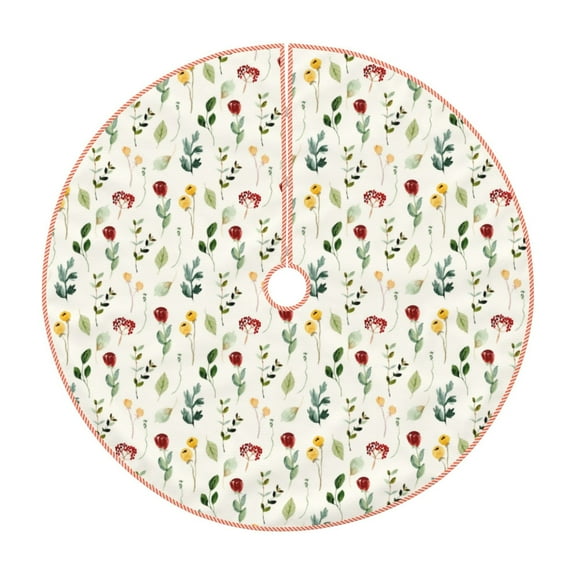 Disketp Mini Wildflower Watercolor Christmas Tree Skirt, Christmas Tree Decorations, Christmas Decor, Tree Mat Decoration(30-48IN)-30"