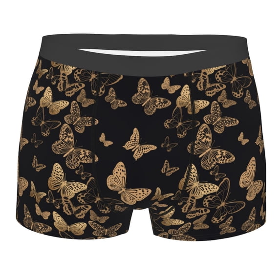 Disketp Modern Golden Butterfly Men's Boxer Briefs,Soft and Breathable Cotton Underwear with ComfortFlex Waistband