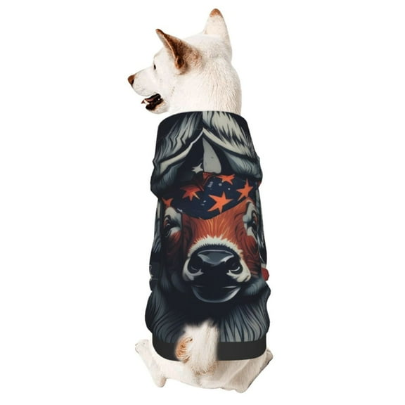 Disketp Modern USA Deer Head Dog Hoodie Dog Clothes with Hat, Pet Winter Clothes Warm Hoodies Coat for Small Dogs-