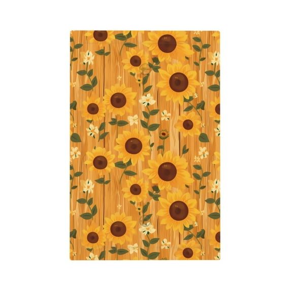 Disketp Modern Wood Grain Sunflower Decorative Light Switch or Outlet Wall Plate with Safety Cover-Style V