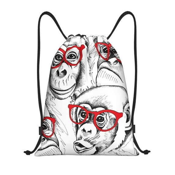 Disketp Monkey Drawstring Backpack Drawstring Gym Bags Draw String Bags for Sports, Gym, Travel, Swimming, Beach-Small