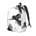 thumbnail image 1 of Disketp Monochrome Flying Ravens Canvas Backpack Lightweight Travel Daypack Student Rucksack Laptop Backpack-Small, 1 of 5
